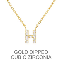 GOLD DIPPED CZ INITIAL NECKLACE